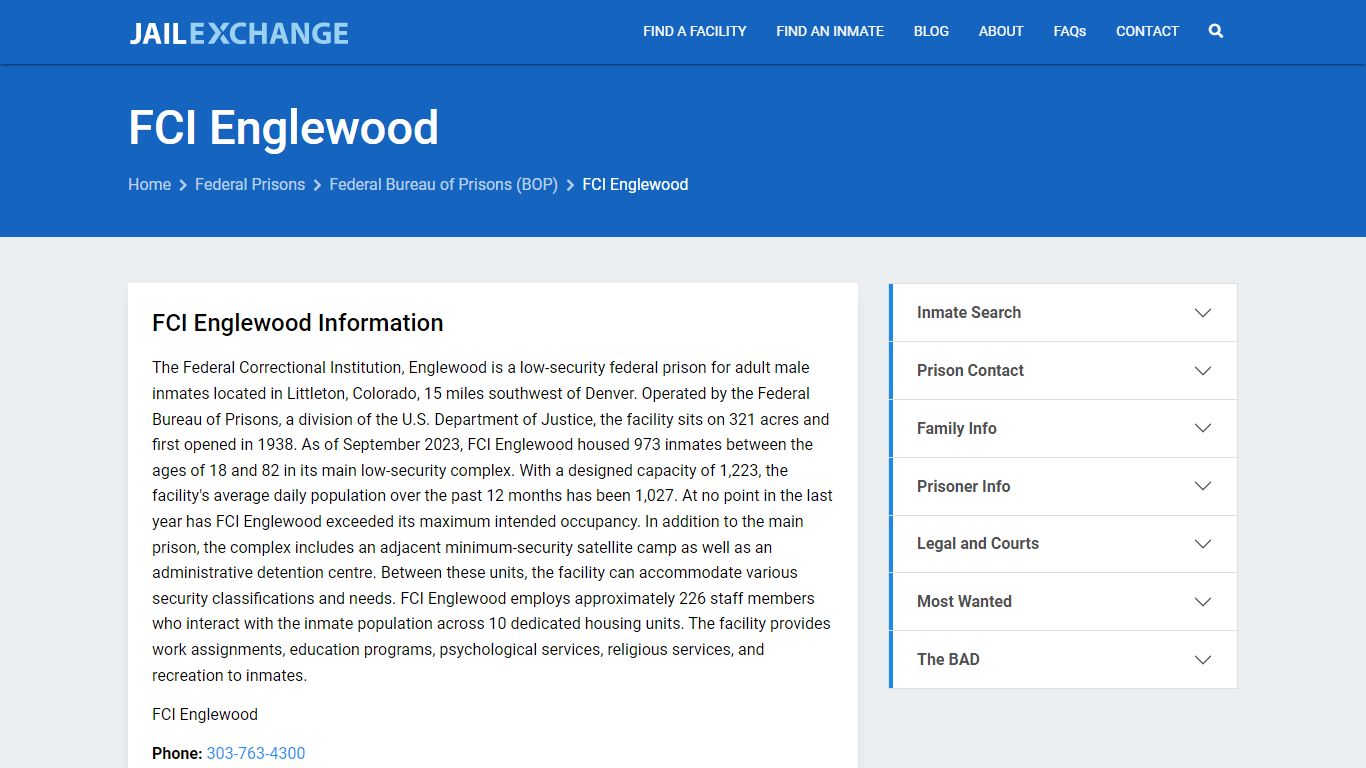 Federal Inmate Search - FCI Englewood - Jail Exchange
