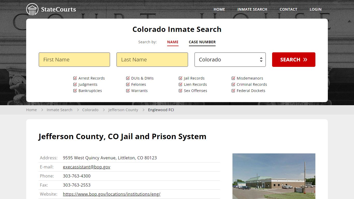 Englewood FCI Inmate Records Search, Colorado - StateCourts